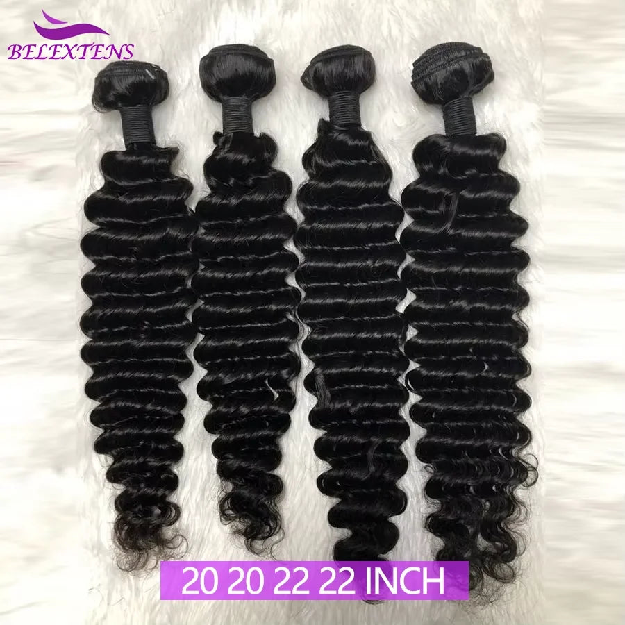 Tissage Humain Hair Deep Wave 20 22 pouces Tissage de Cheveux Brésiliens 100 % Humains Bundles Human Hair Extensions Cheveux Tissage Bouclé Cheveux Humain Livraison 3 Jours