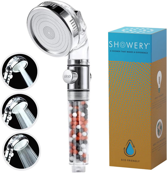 EcoFlow Shower Head - Original Water Saving High Pressure Shower Head with 3 Spray Settings - Standard All Showers Types